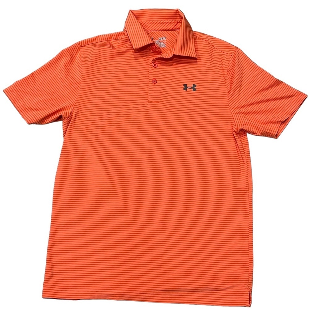 Men’s Under Armour Heat Gear Orange Striped Polo